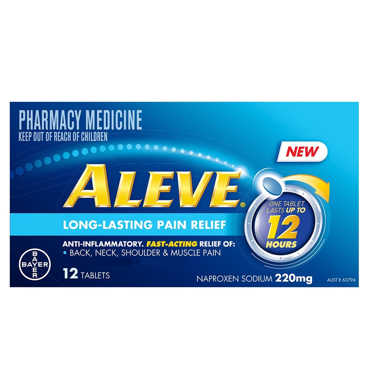 Aleve 12 Hour Long Lasting Pain Relief 12 Tablets