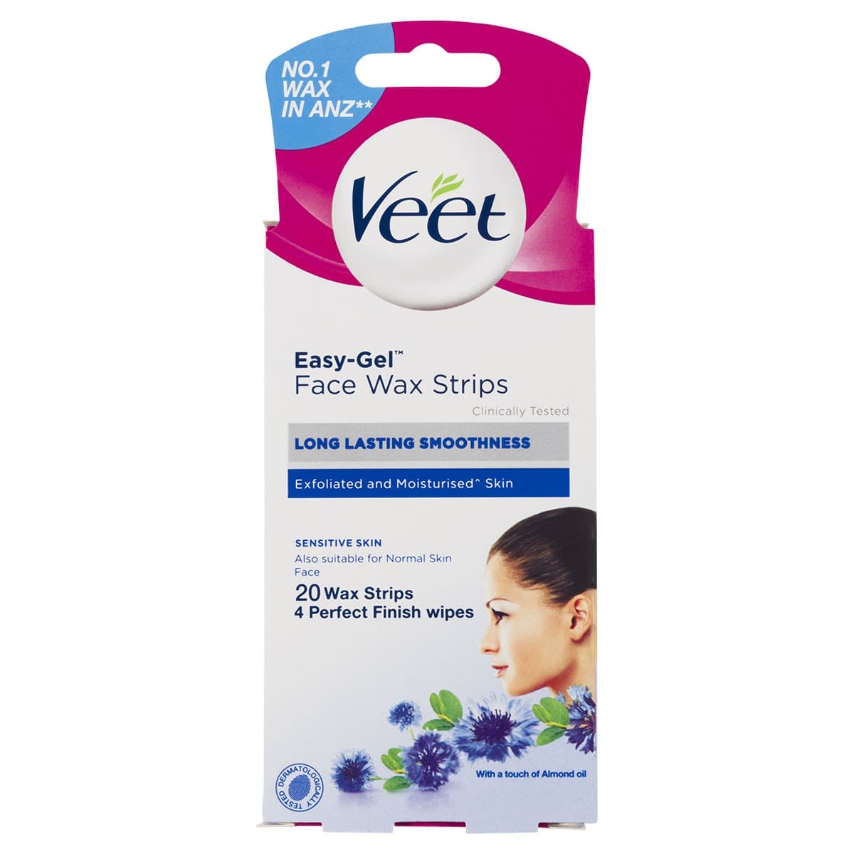 Veet Easy-Gel Face Wax Strips Sensitive Skin 20 Pack