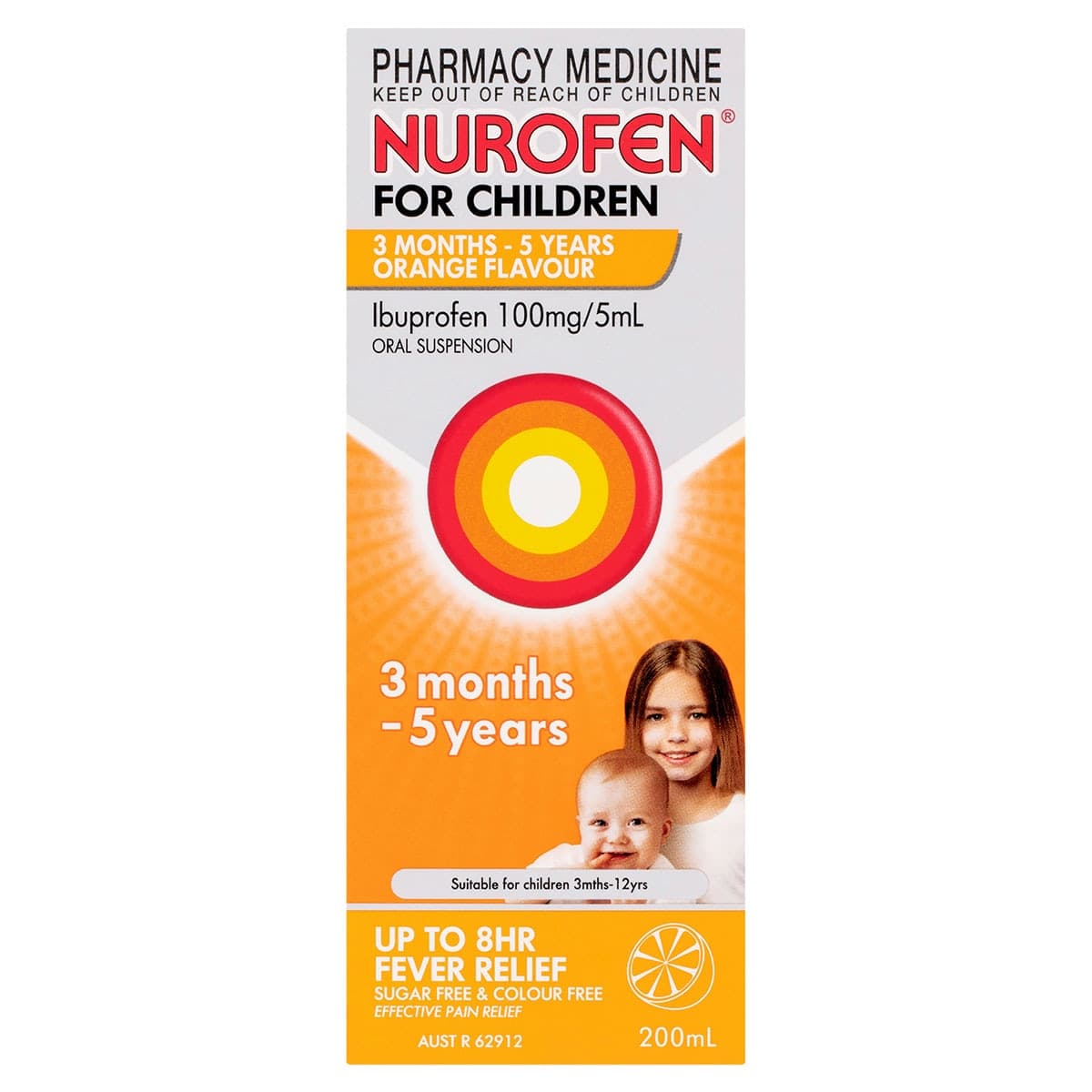 Nurofen for Children 3 Months - 5 Years Pain & Fever Relief Orange 200ml
