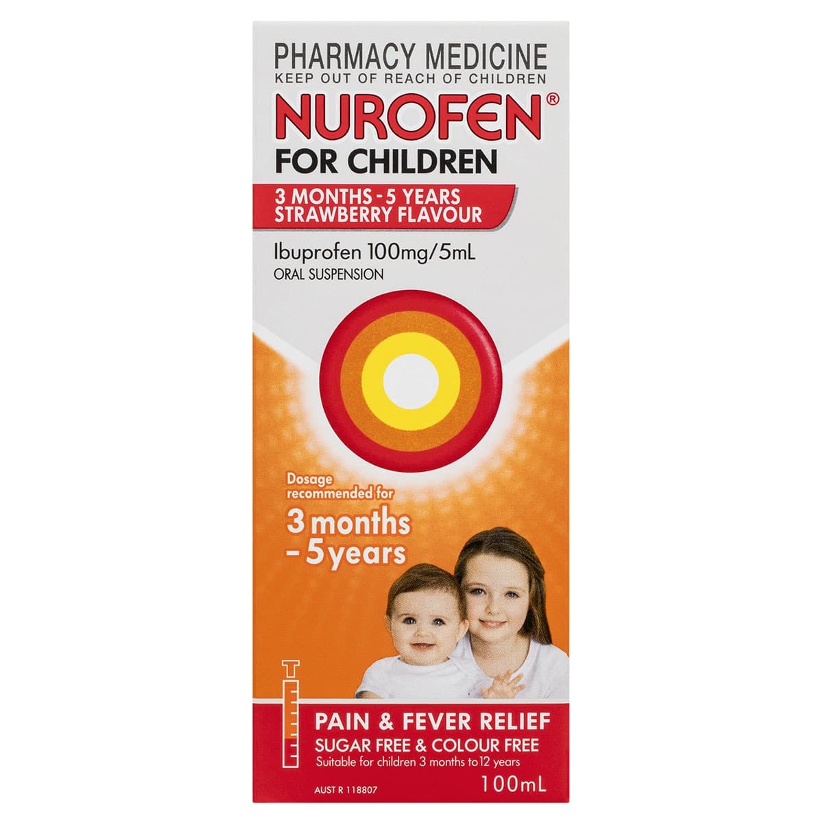 Nurofen for Children 3 Months - 5 Years Pain & Fever Relief Strawberry 100ml