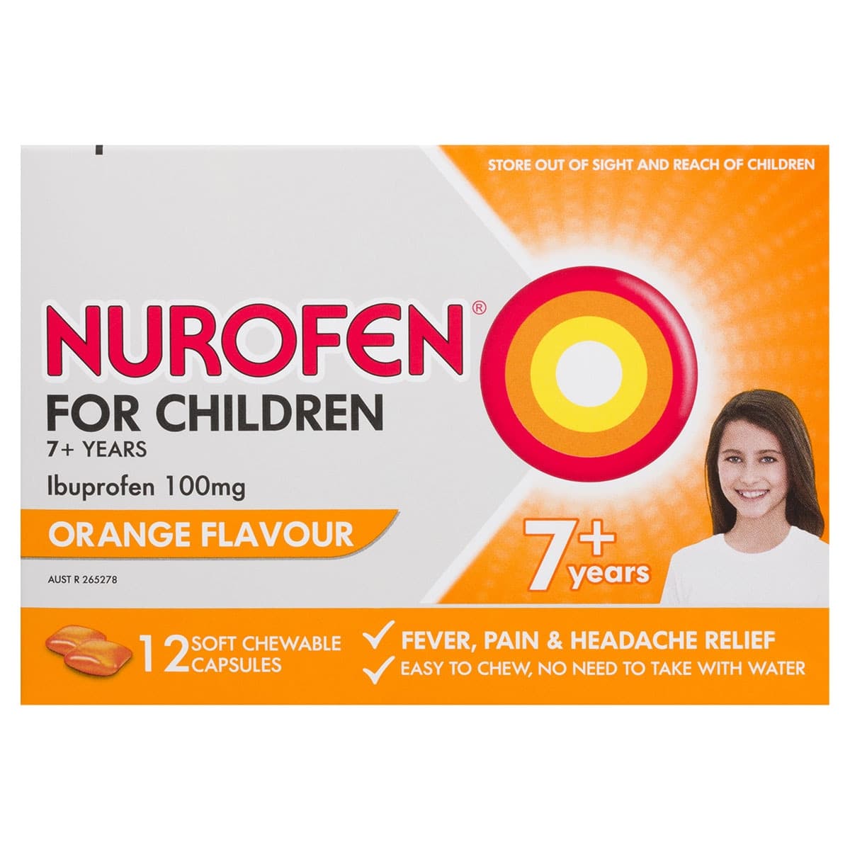 Nurofen for Children 7+ Orange Chewable Capsules 12 Pack