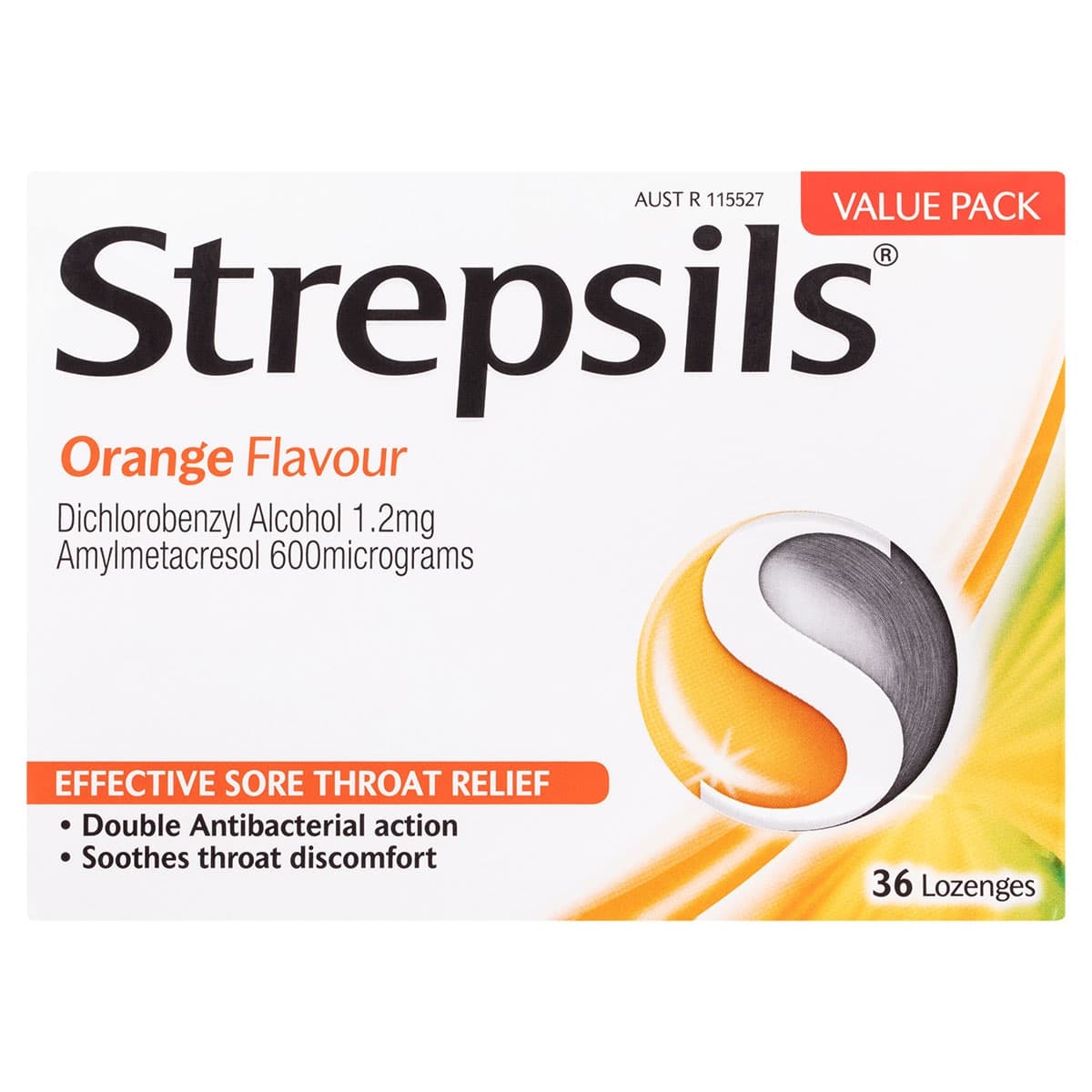 Strepsils Sore Throat Relief Lozenges Orange 36 Pack
