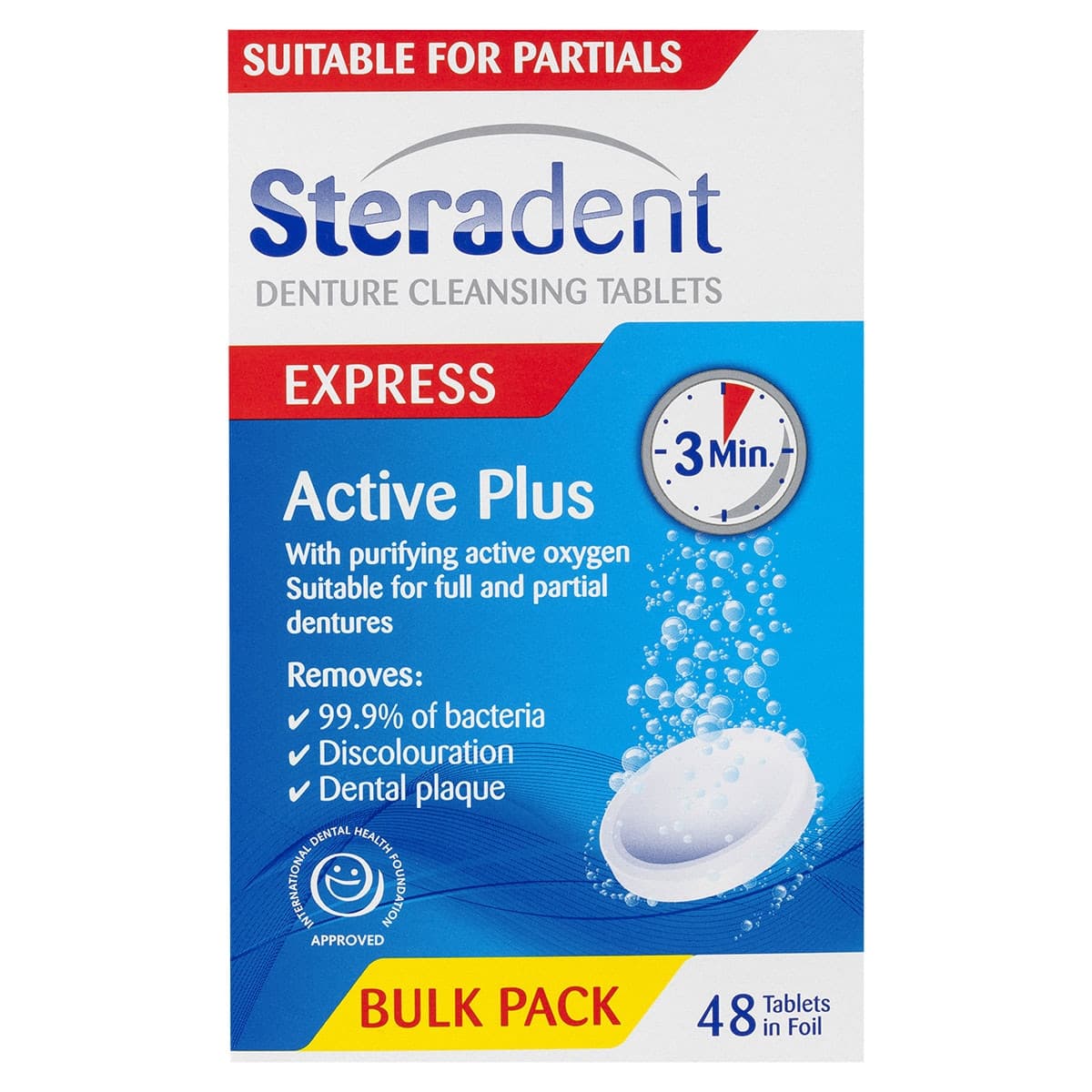 Steradent Active Plus Express Denture Cleansing Tablets 48 Tablets