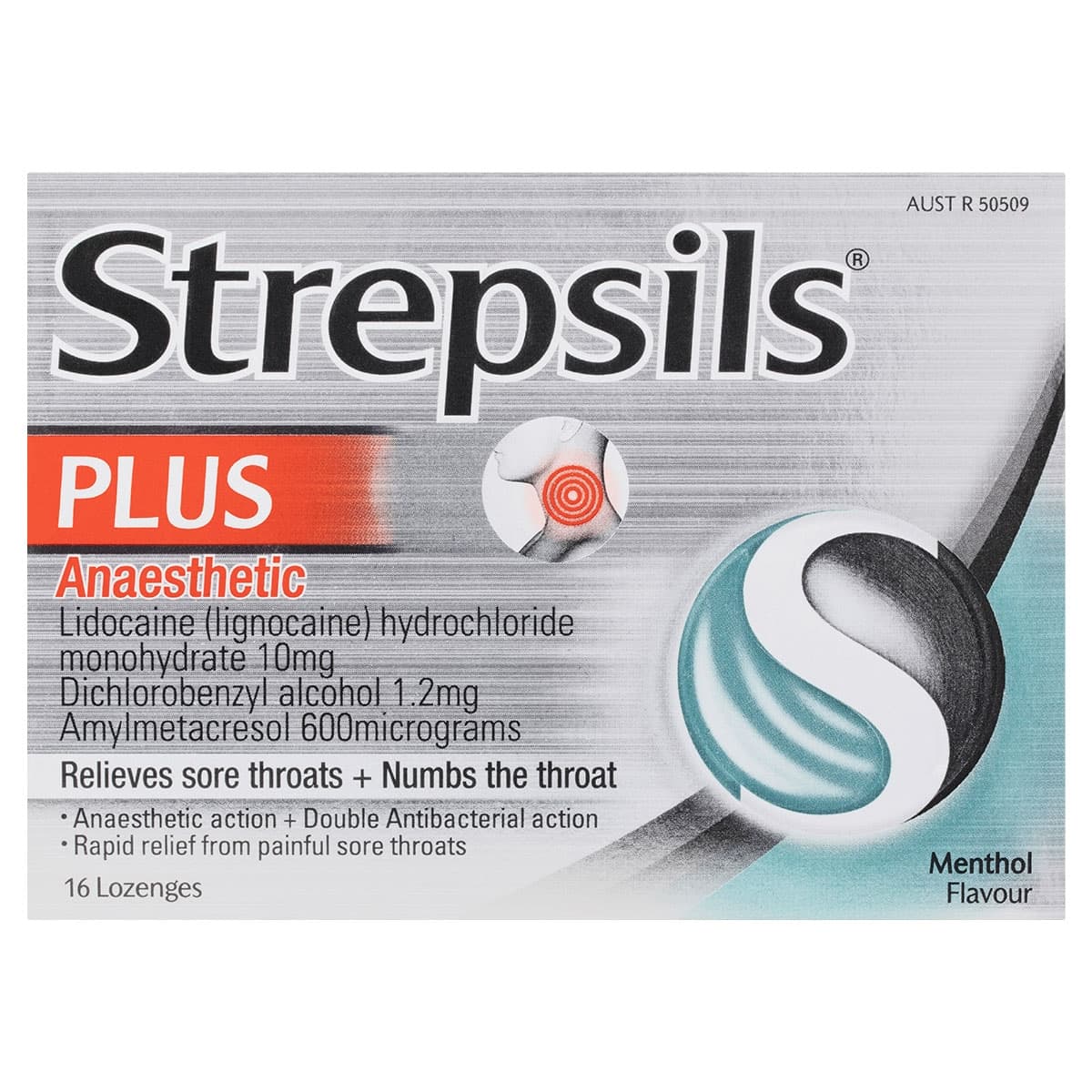 Strepsils Plus Anaesthetic Dual Action Menthol Lozenges 16 Pack