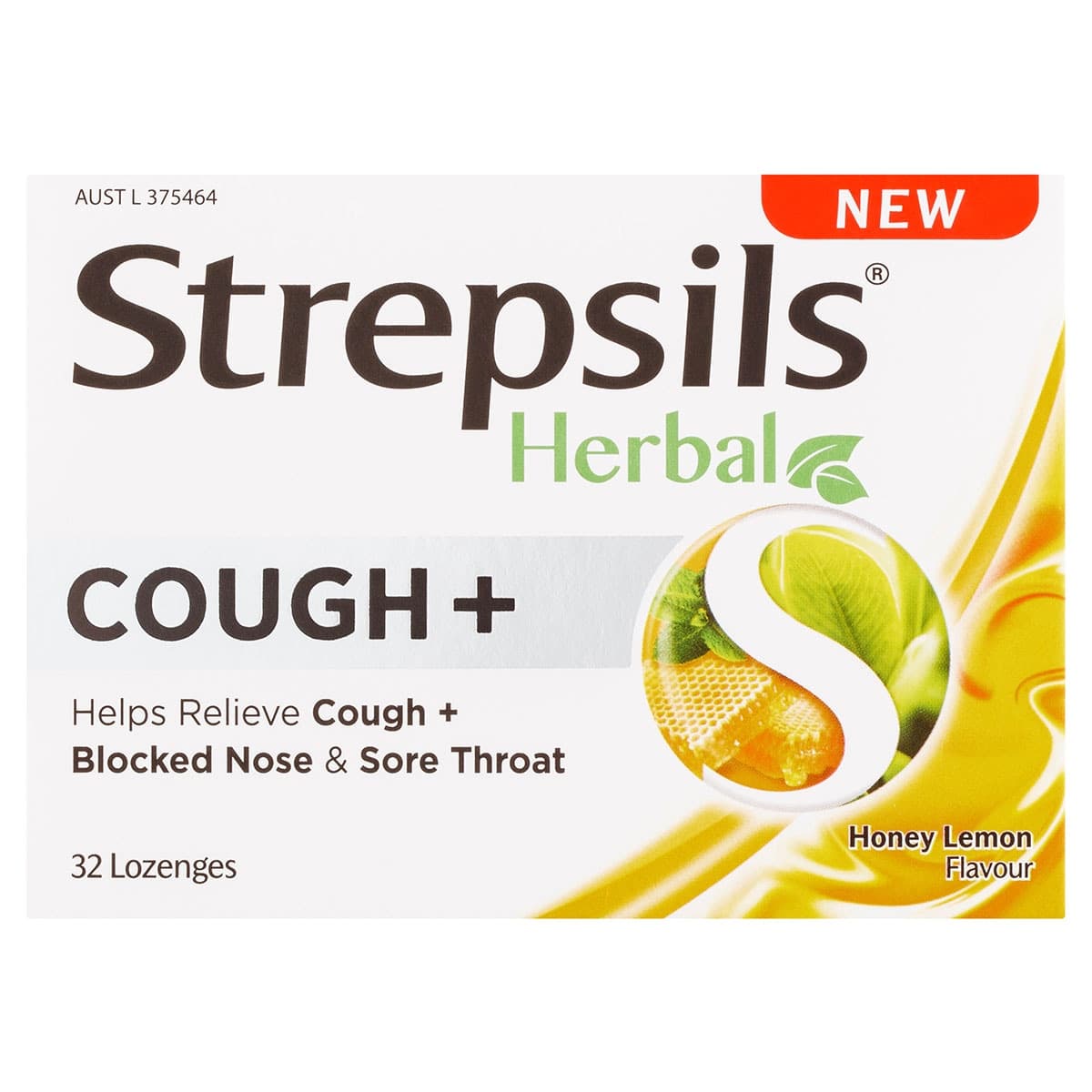 Strepsils Herbal Cough+ Honey Lemon Lozenges 32 Pack