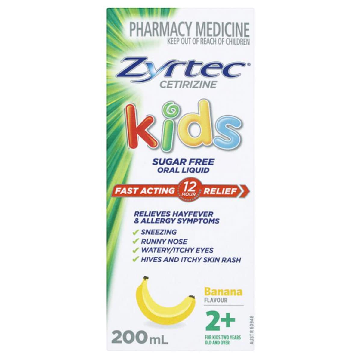 Zyrtec Kids Fast Acting Allergy & Hayfever Relief Banana Flavour Oral Liquid 200ml