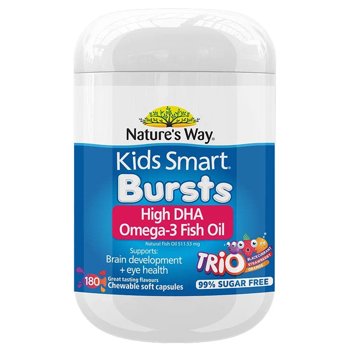 Nature's Way Kids Smart Bursts Omega 3 Fish Oil Trio's 180 Chewable Capsules