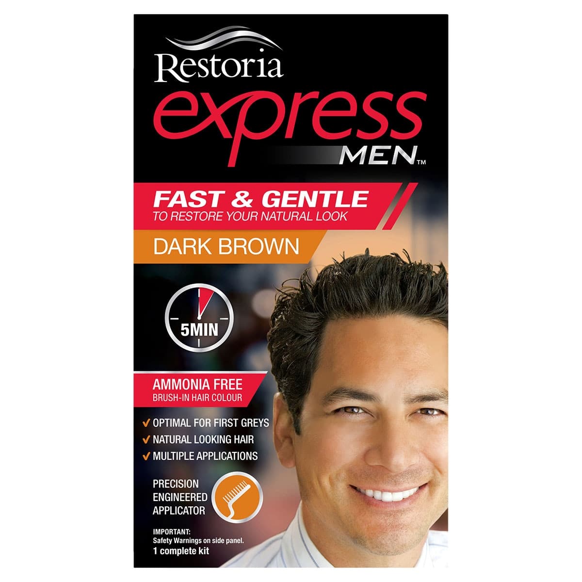 Restoria Express Men's Brush In Hair Colour Dark Brown