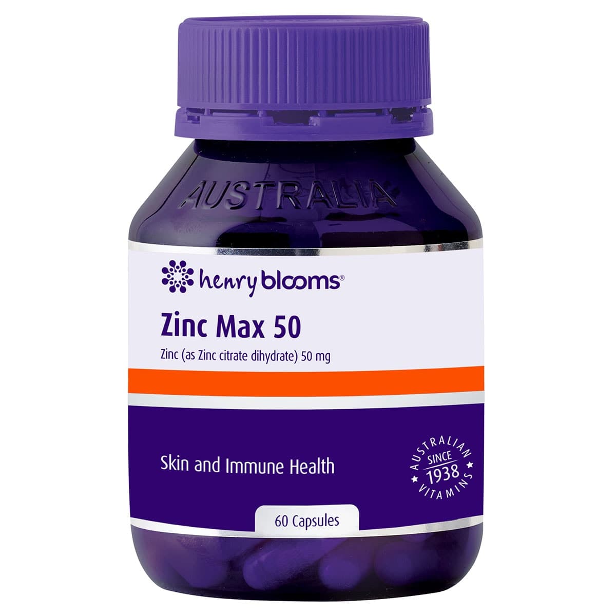 Henry Blooms Zinc Max 50mg 60 Capsules