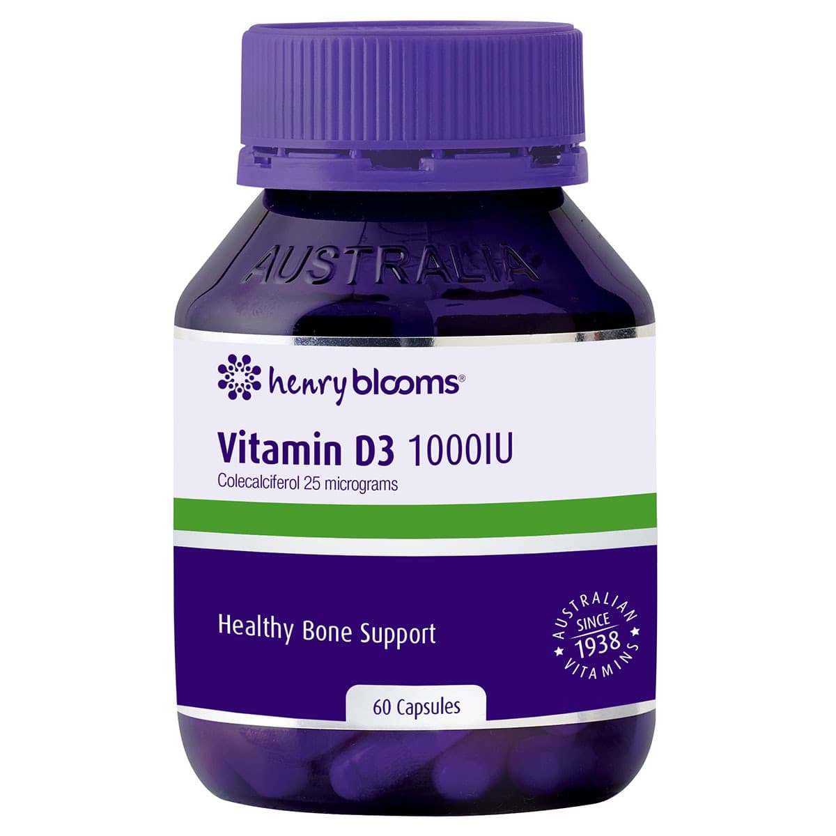 Henry Blooms Vitamin D3 1000IU 60 Capsules