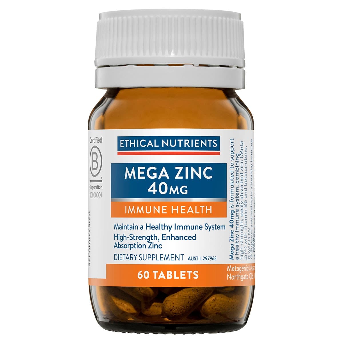 Ethical Nutrients Mega Zinc 40mg 60 Tablets