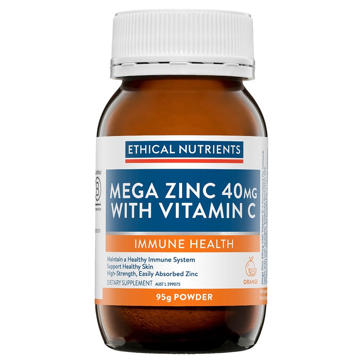 Ethical Nutrients Mega Zinc 40mg Powder with Vitamin C 95g