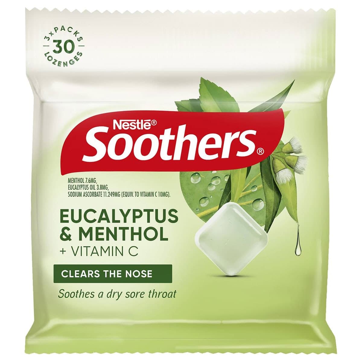 Nestle Soothers Throat Lozenges Eucalyptus & Menthol 30 Pack