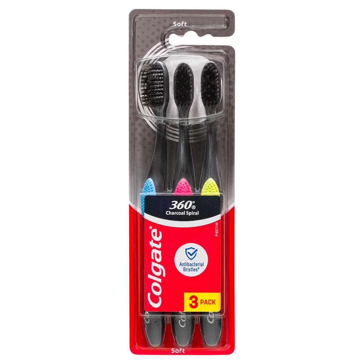Colgate 360 Charcoal Spiral Antibacterial Toothbrush 3 Pack