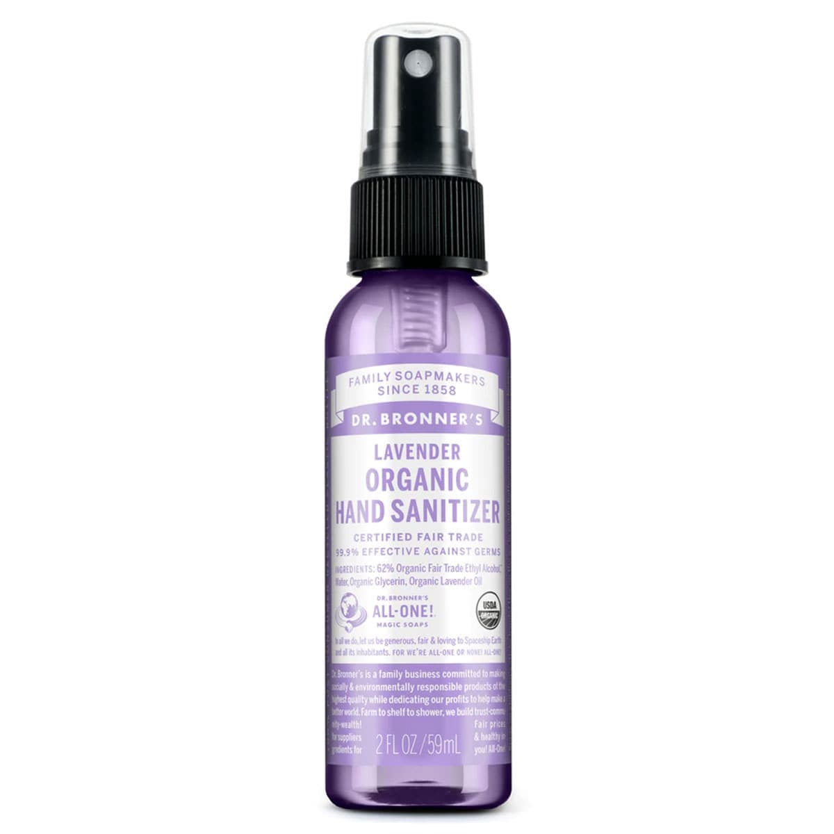 Dr Bronner's Organic Hand Sanitiser Spray Lavender 59ml