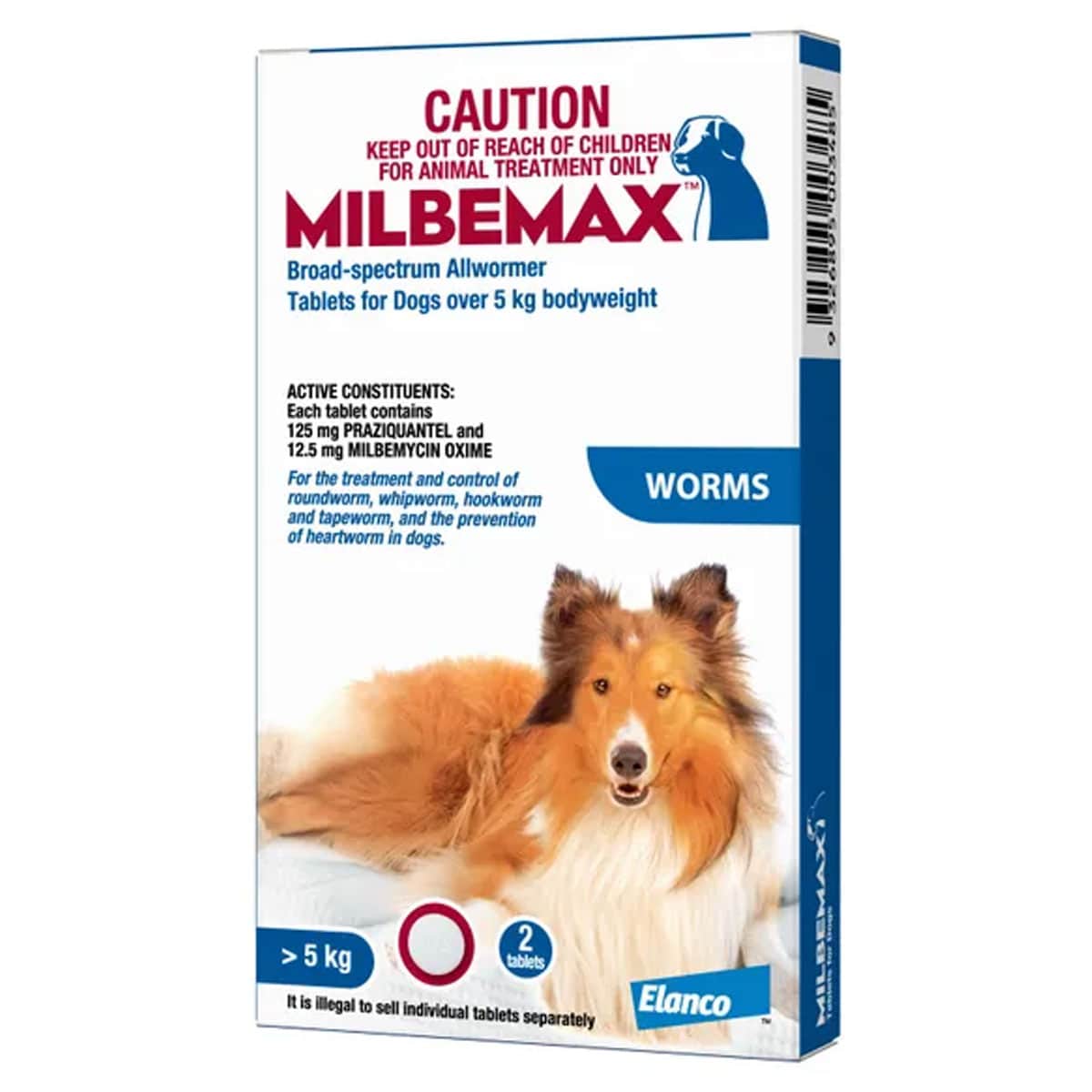 Milbemax All Wormer For Large Dog 5kg+ Blue 2 Pack