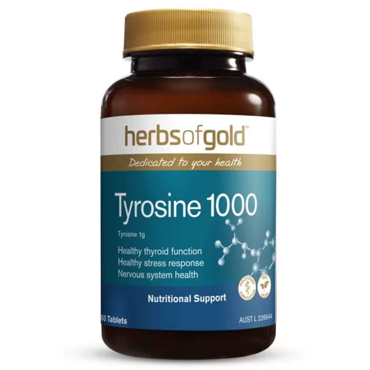 Herbs of Gold Tyrosine 1000 60 Tablets