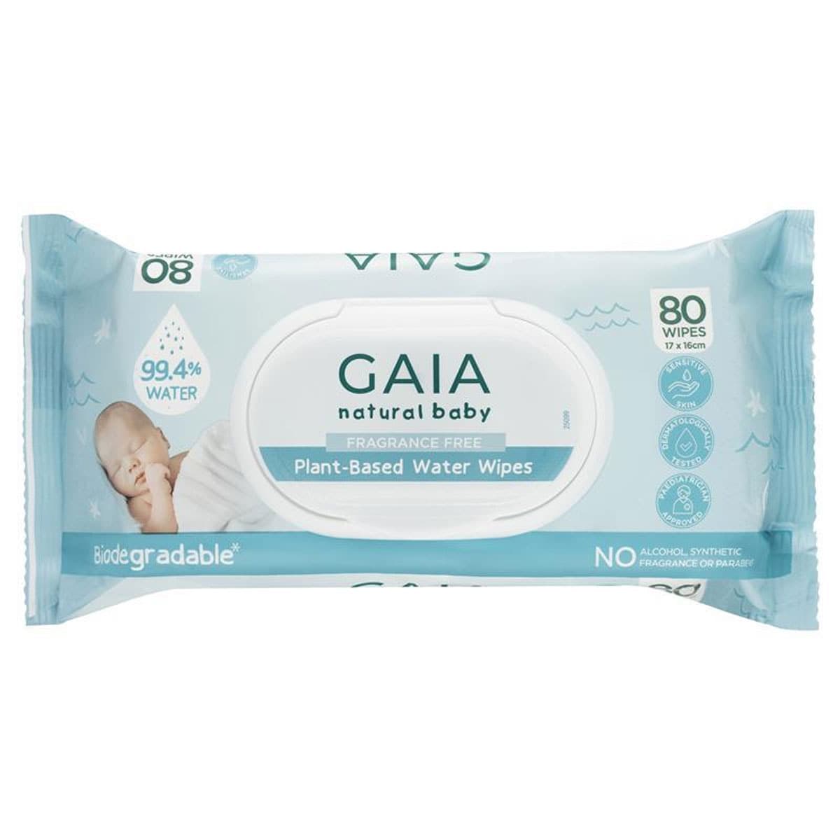 Gaia Natural Plant Based Baby Water Wipes 80 Pack