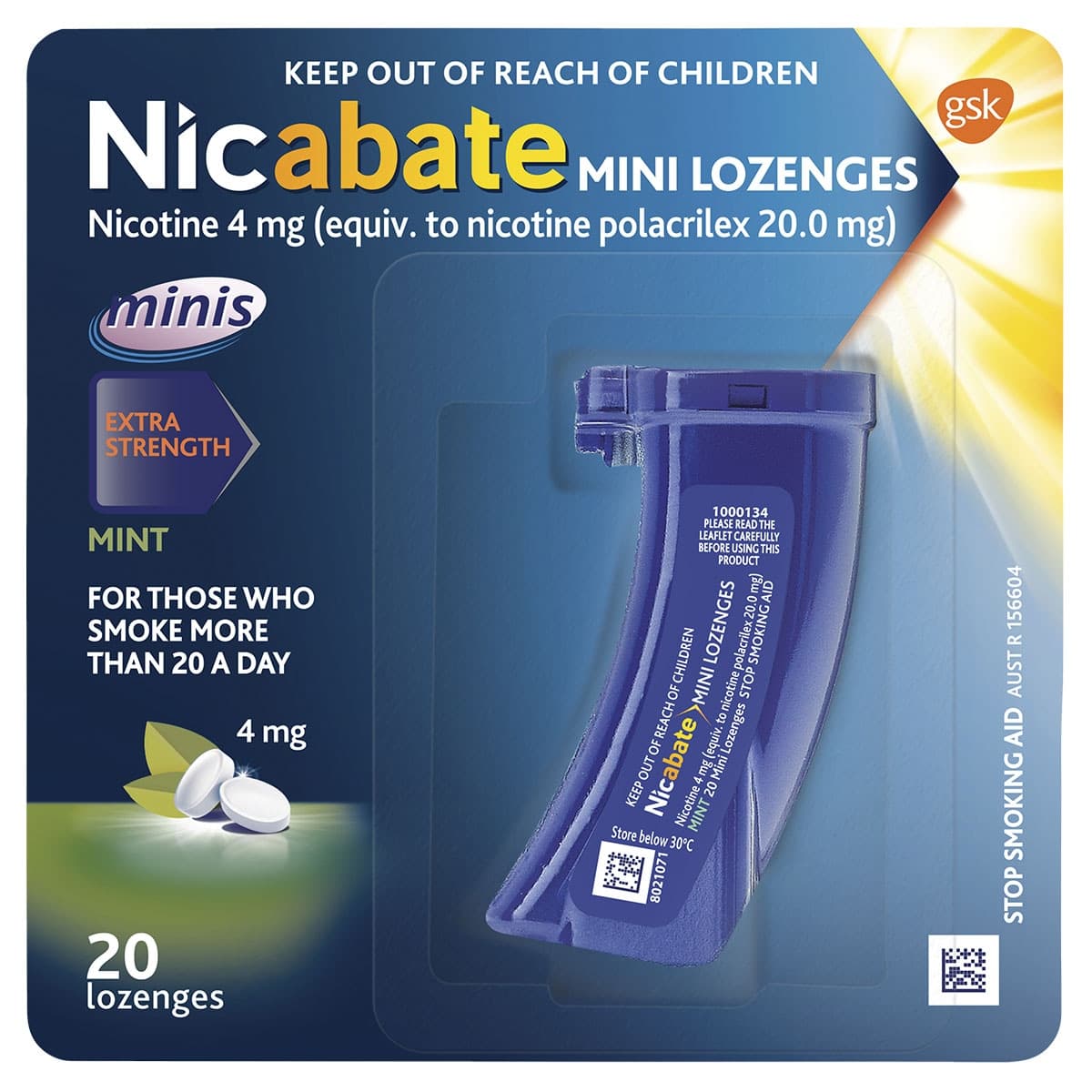 Nicabate Minis Lozenges 4mg Mint Quit Smoking 20 Lozenges
