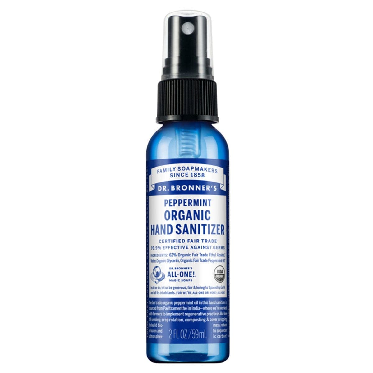 Dr Bronner's Organic Hand Sanitiser Spray Peppermint 59ml