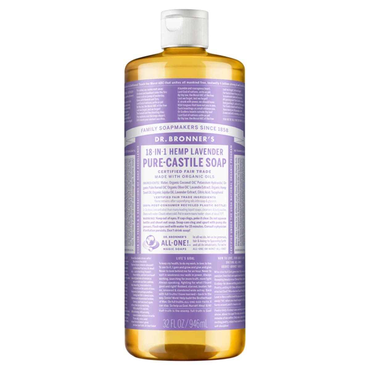 Dr Bronner's Pure Castile Liquid Soap Lavender 946ml