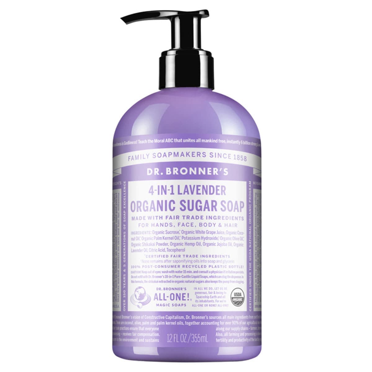 Dr Bronner's Organic Sugar Soap Lavender 355ml