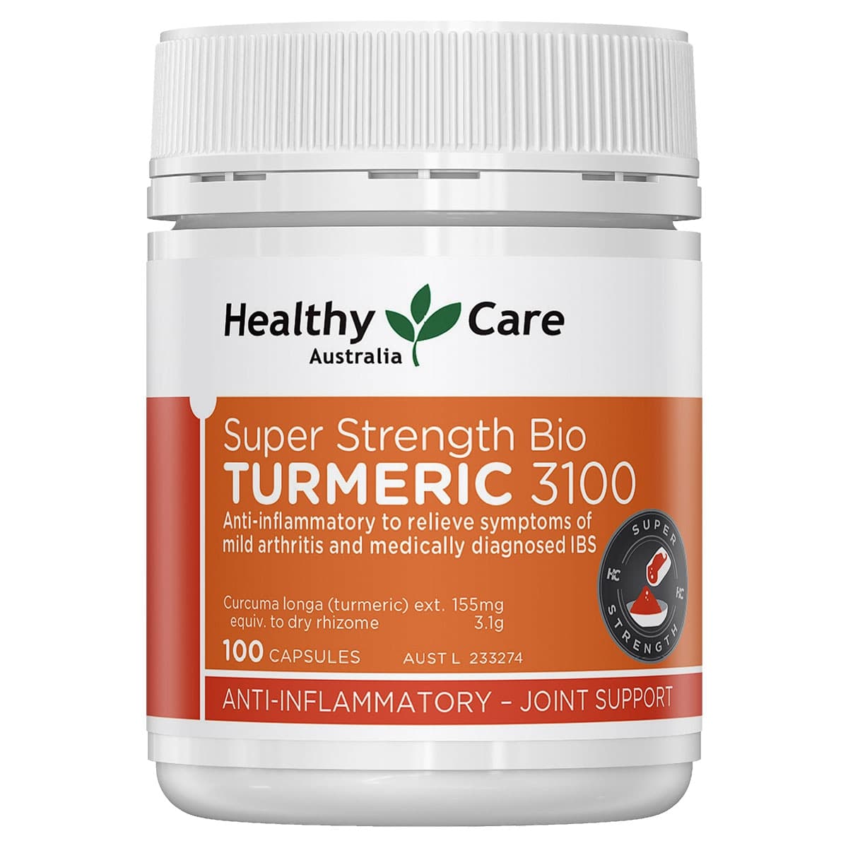 Healthy Care Super Strength Bio Turmeric 3100mg 100 Capsules
