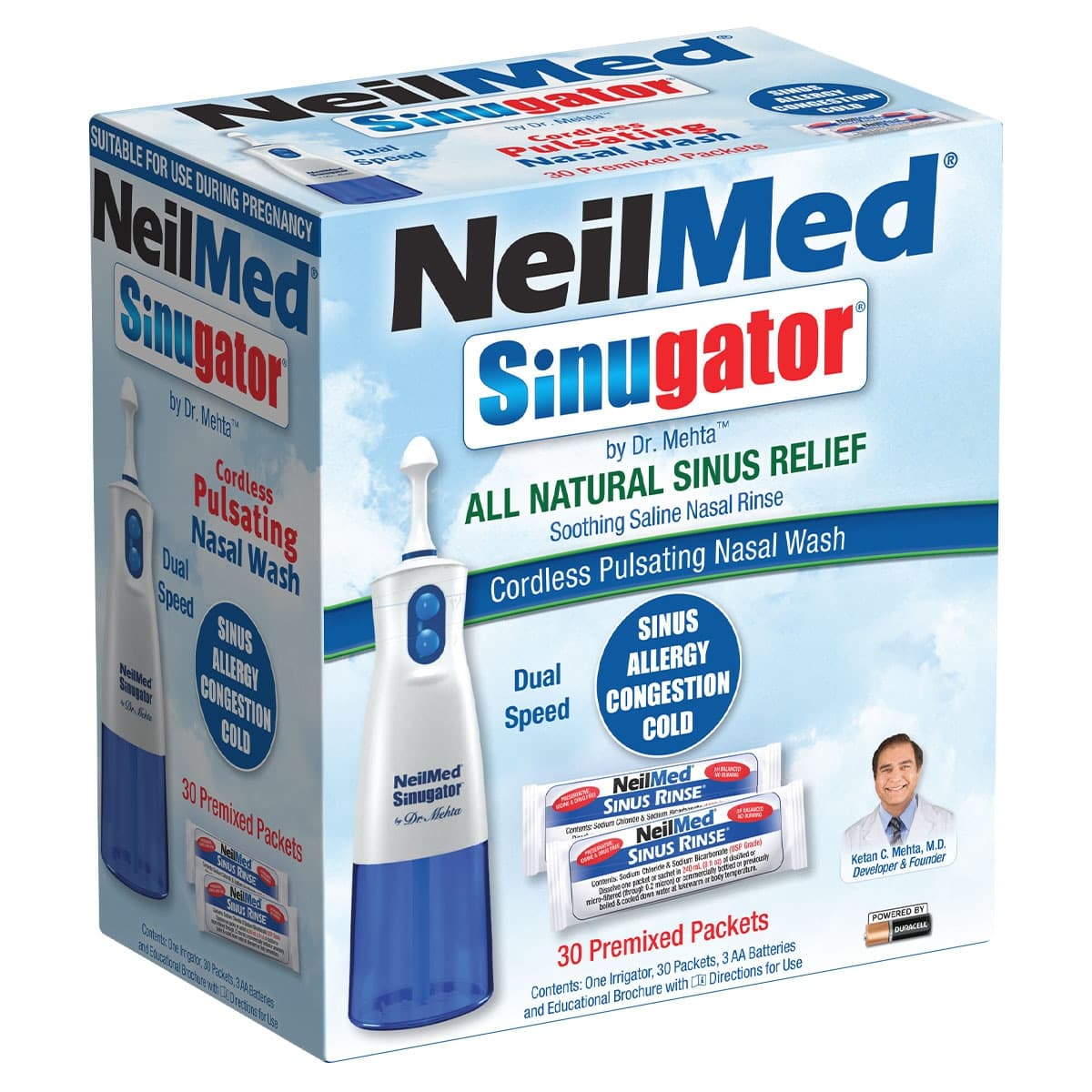 NeilMed Sinugator Pulsating Nasal Wash with 30 Premixed Sachets