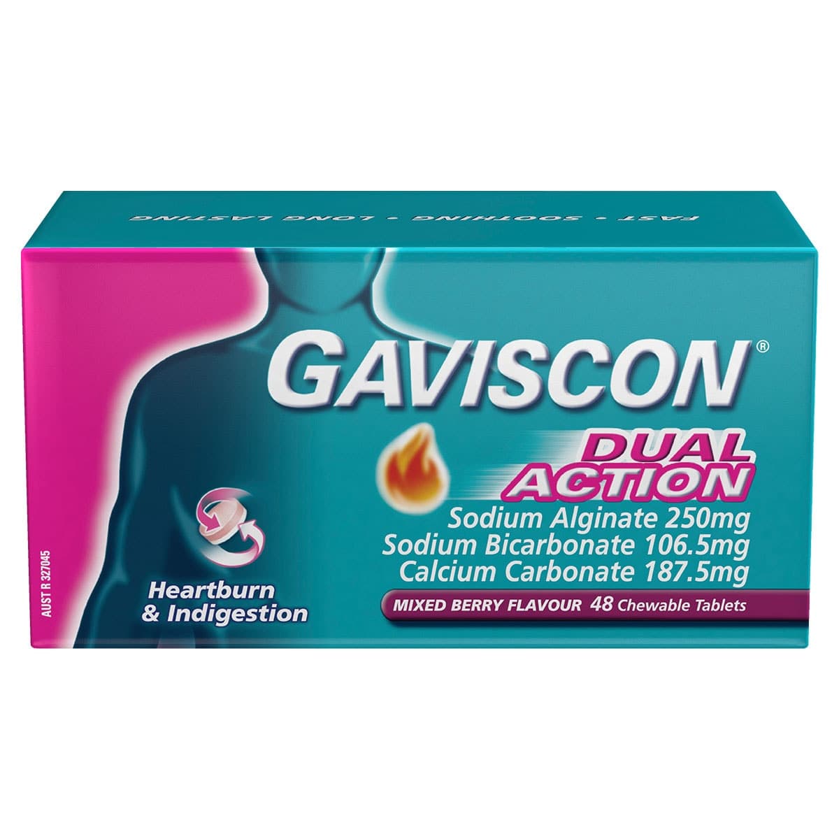 Gaviscon Dual Action Mixed Berry Chewable Tablets 48 Pack