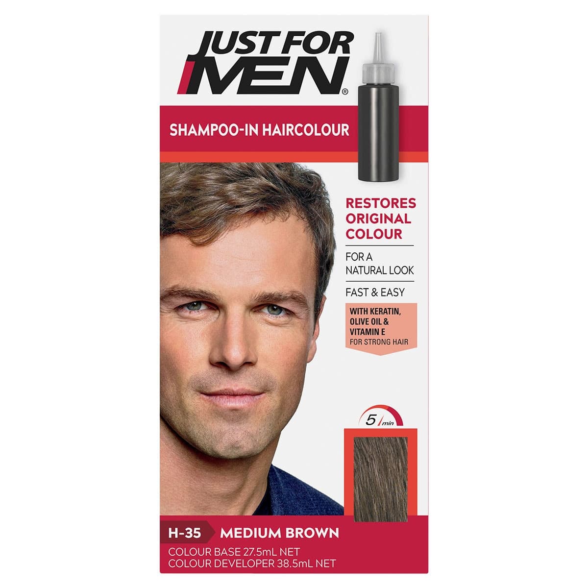Just for Men Shampoo-In Hair Colour Medium Brown