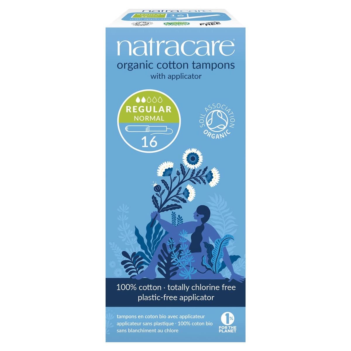 Natracare Organic Cotton Tampons & Applicator Regular 16 Pack