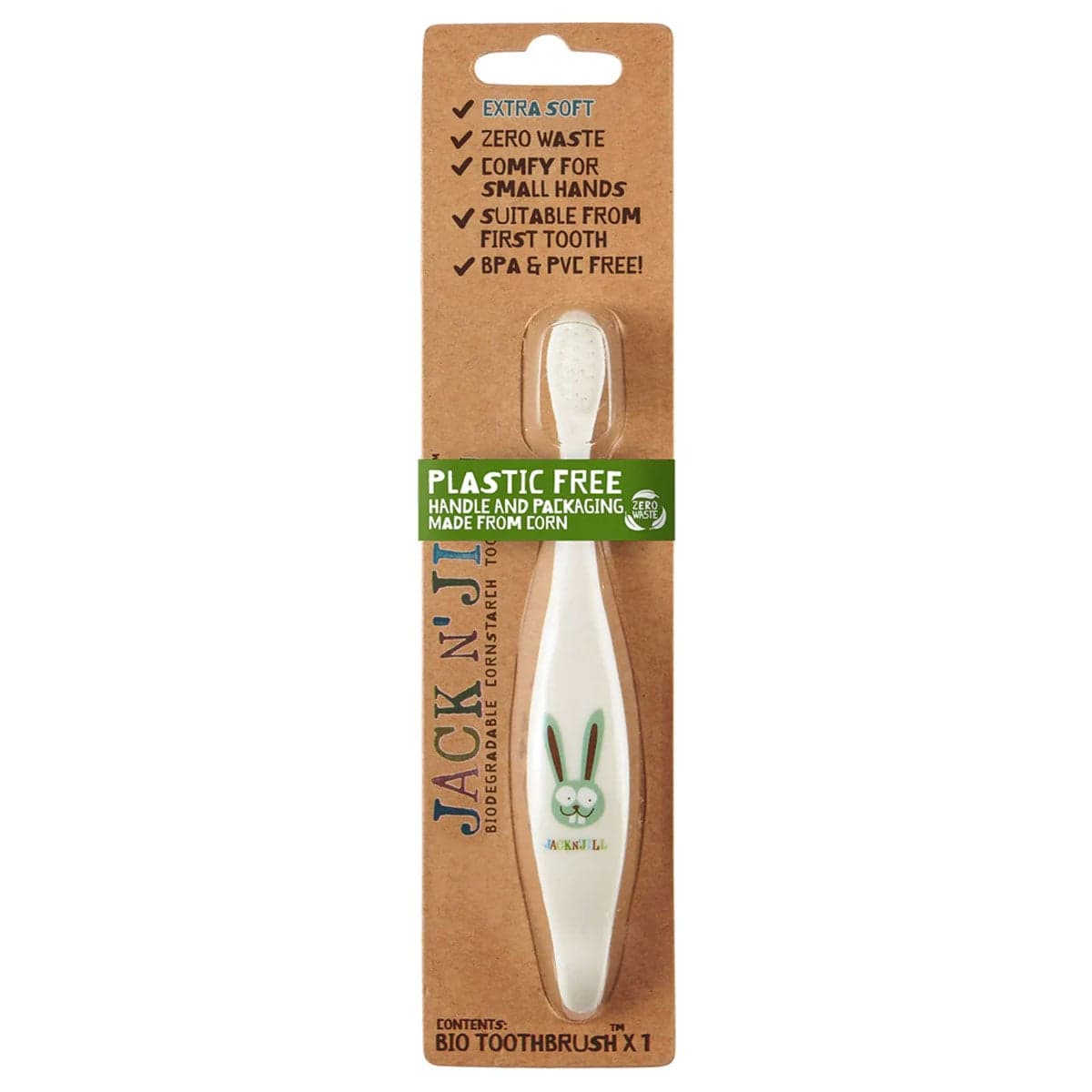 Jack n Jill Childrens Biodegradable Toothbrush Bunny 1 Brush