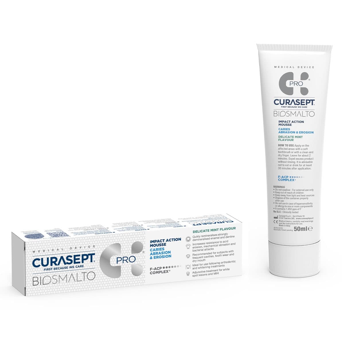Curasept Biosmalto Mousse Caries Abrasion Erosion Mint 50ml