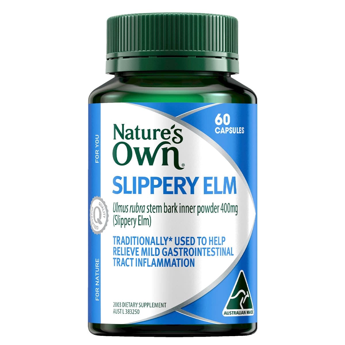 Nature's Own Slippery Elm 400mg 60 Capsules