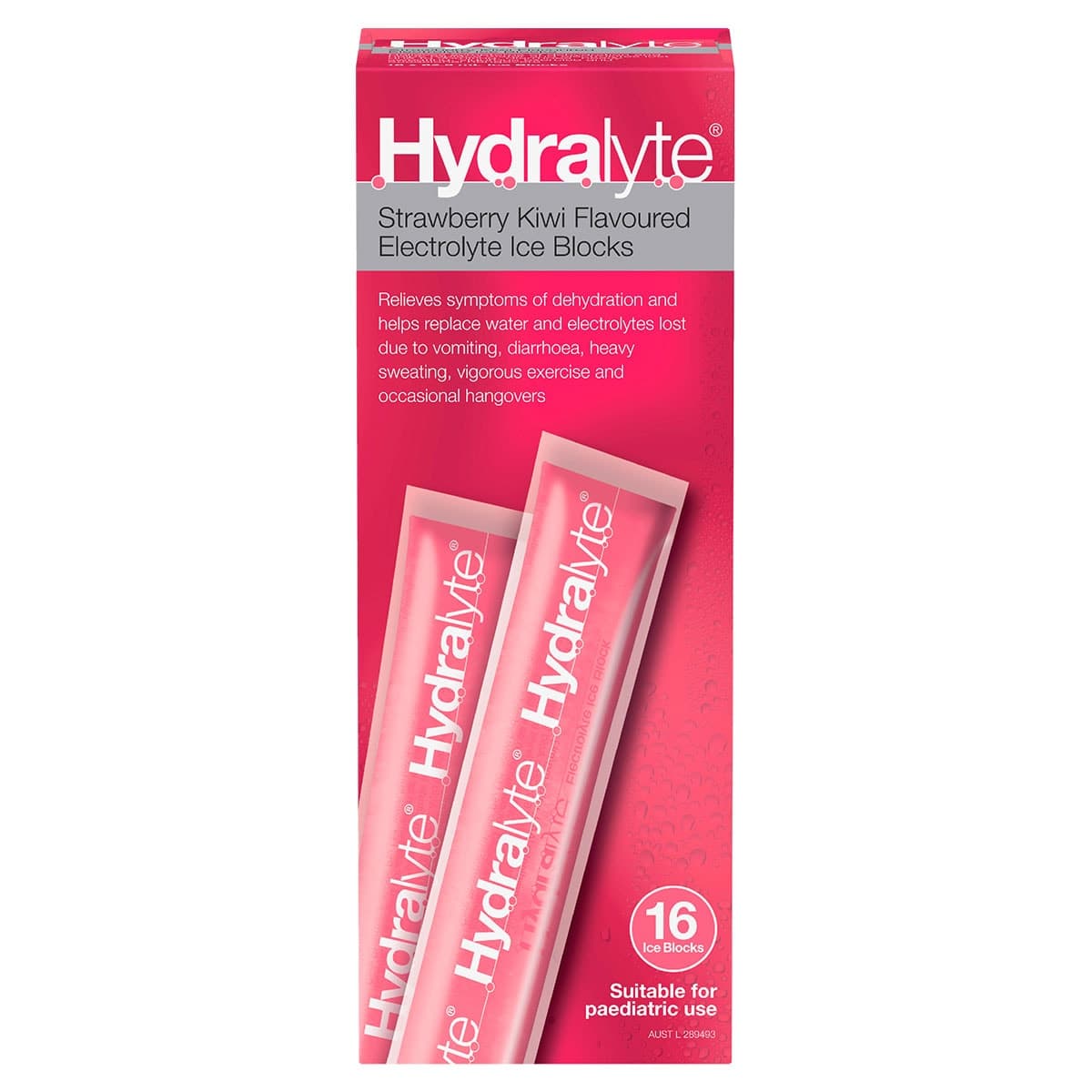 Hydralyte Electrolyte Ice Blocks Strawberry Kiwi 16 Pack