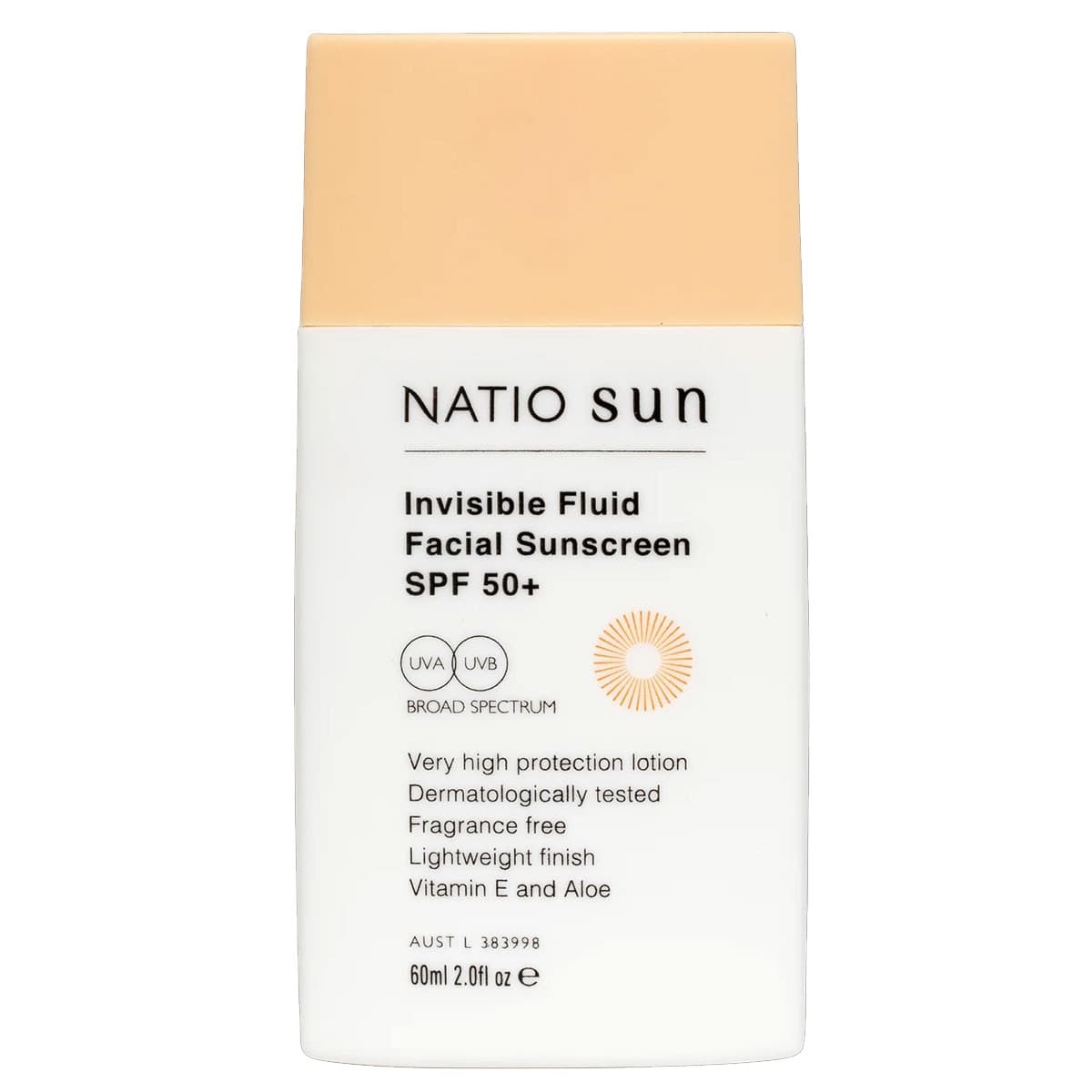 Natio Sun Invisible Fluid Facial Sunscreen SPF50+ 60ml