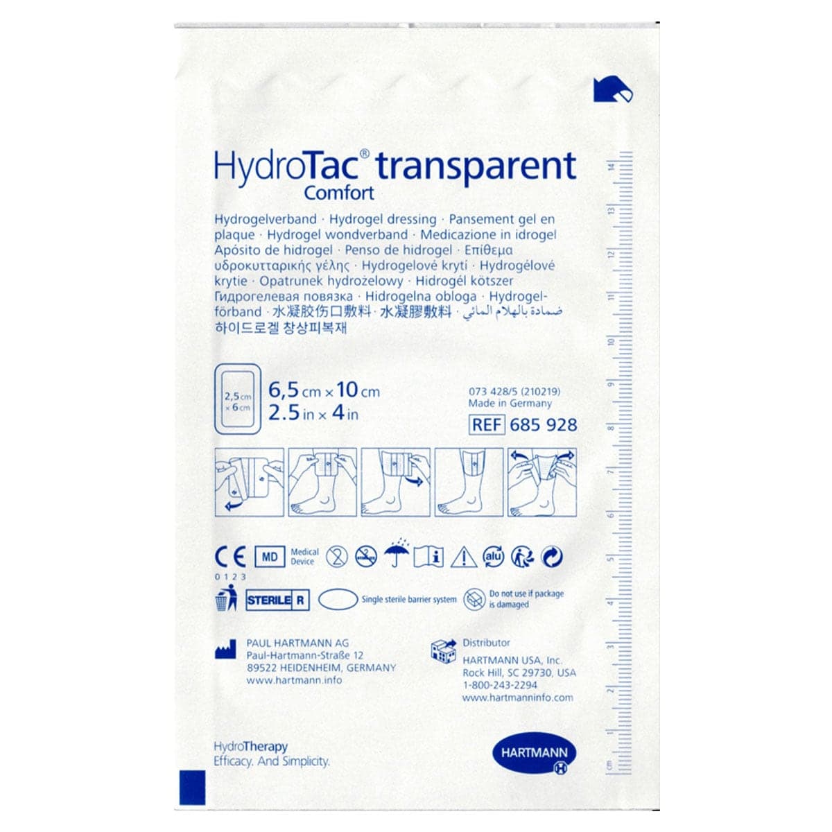 Hartmann HydroTac Transparent Comfort Hydrogel Dressing 6.5cm x 10cm Single