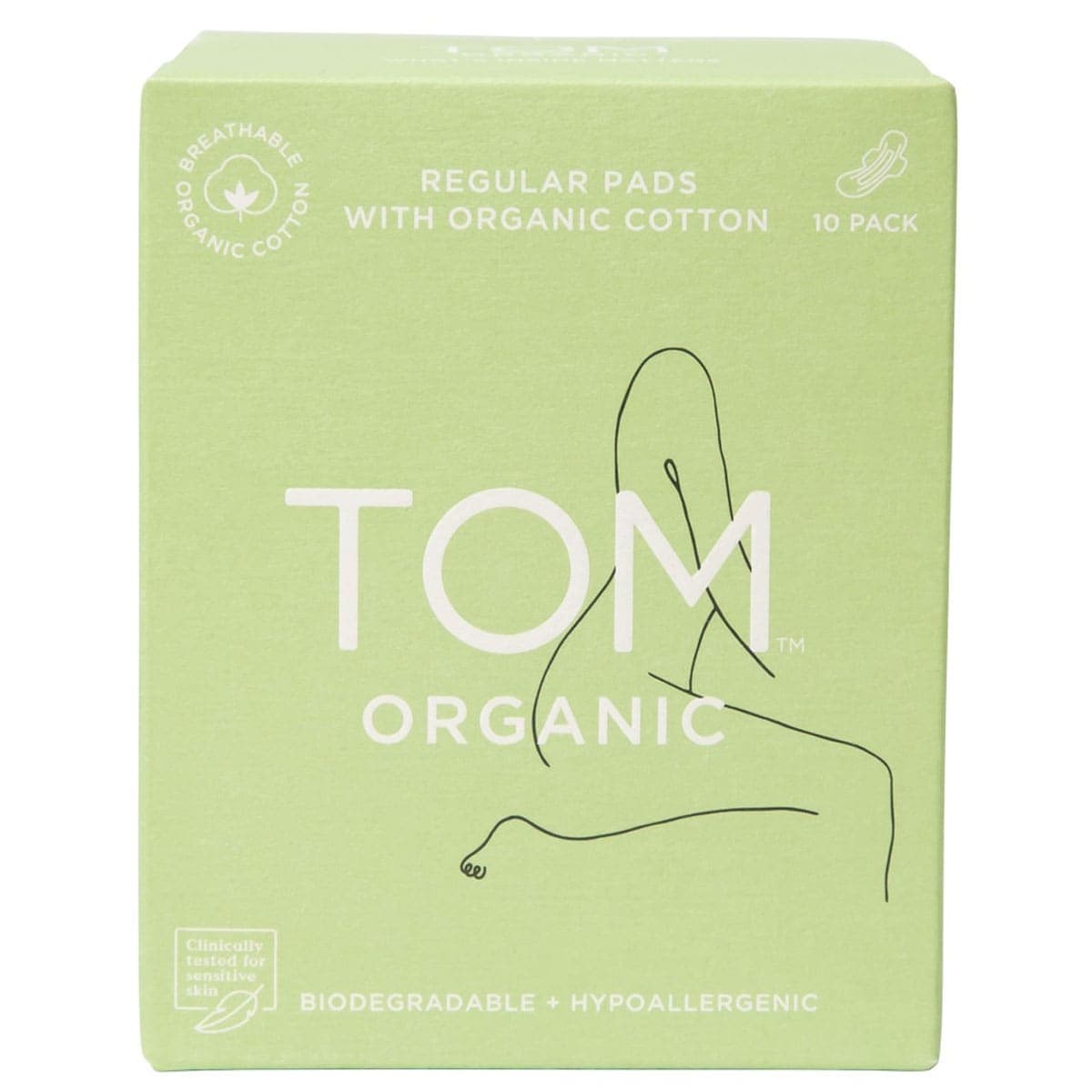 Tom Organic Cotton Pads with Wings Regular 10 pack