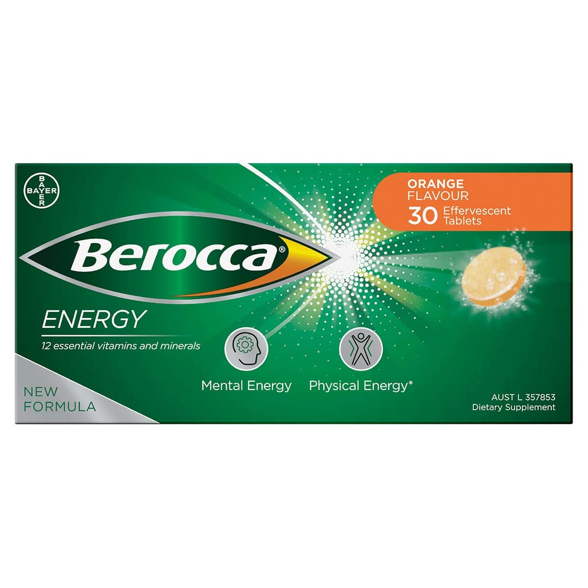 Berocca Energy Orange Effervescent Tablets 30 Pack