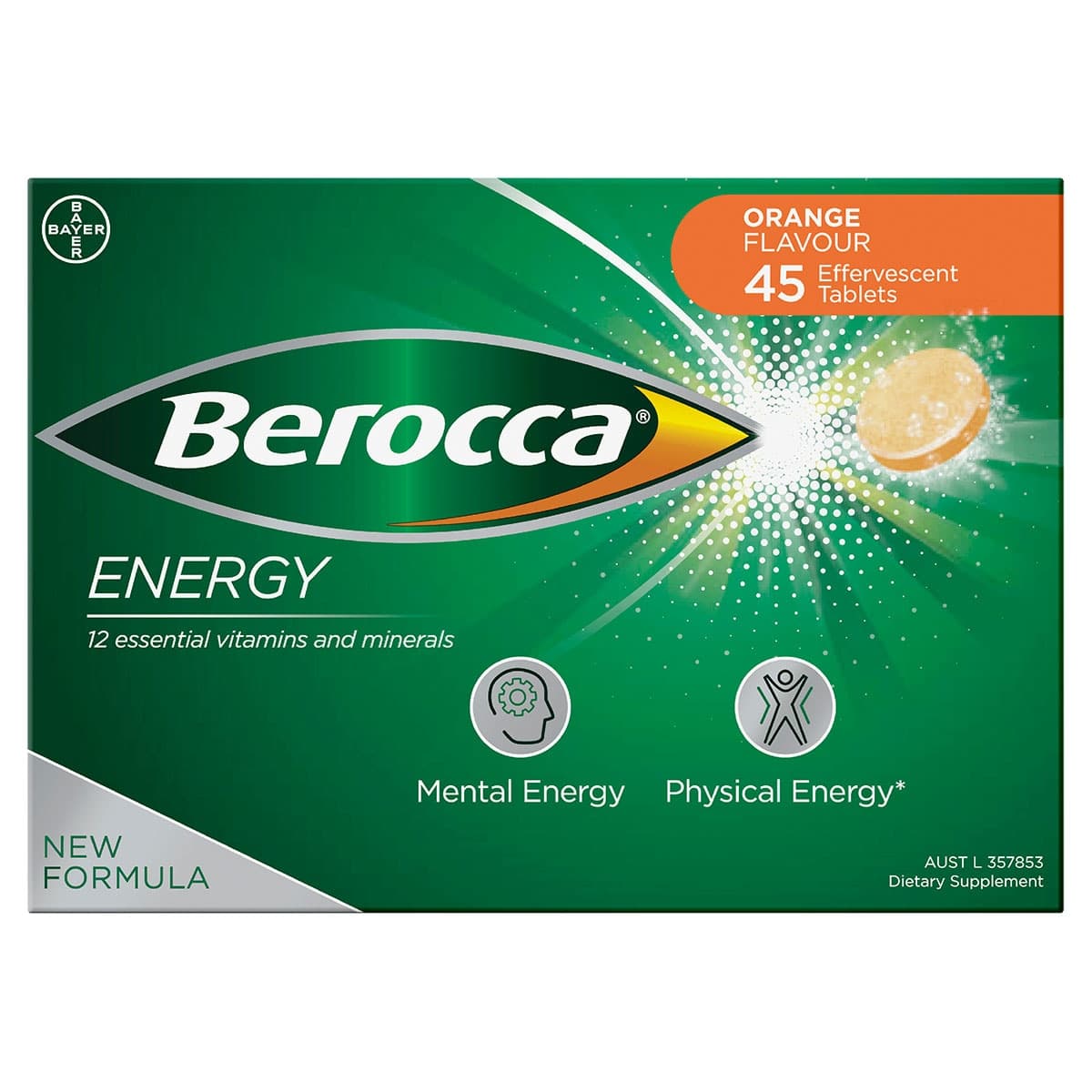 Berocca Energy Orange Effervescent Tablets 45 Pack