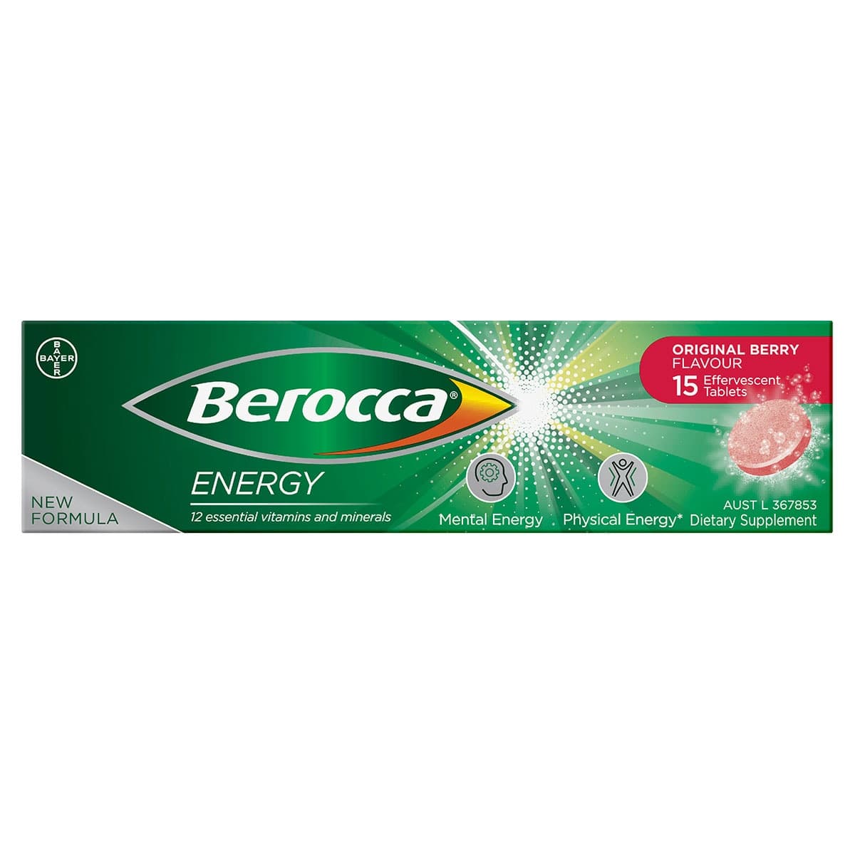 Berocca Energy Original Berry Effervescent Tablets 15 Pack