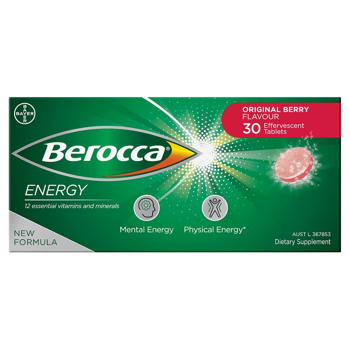 Berocca Energy Berry Effervescent Tablets 30 Pack