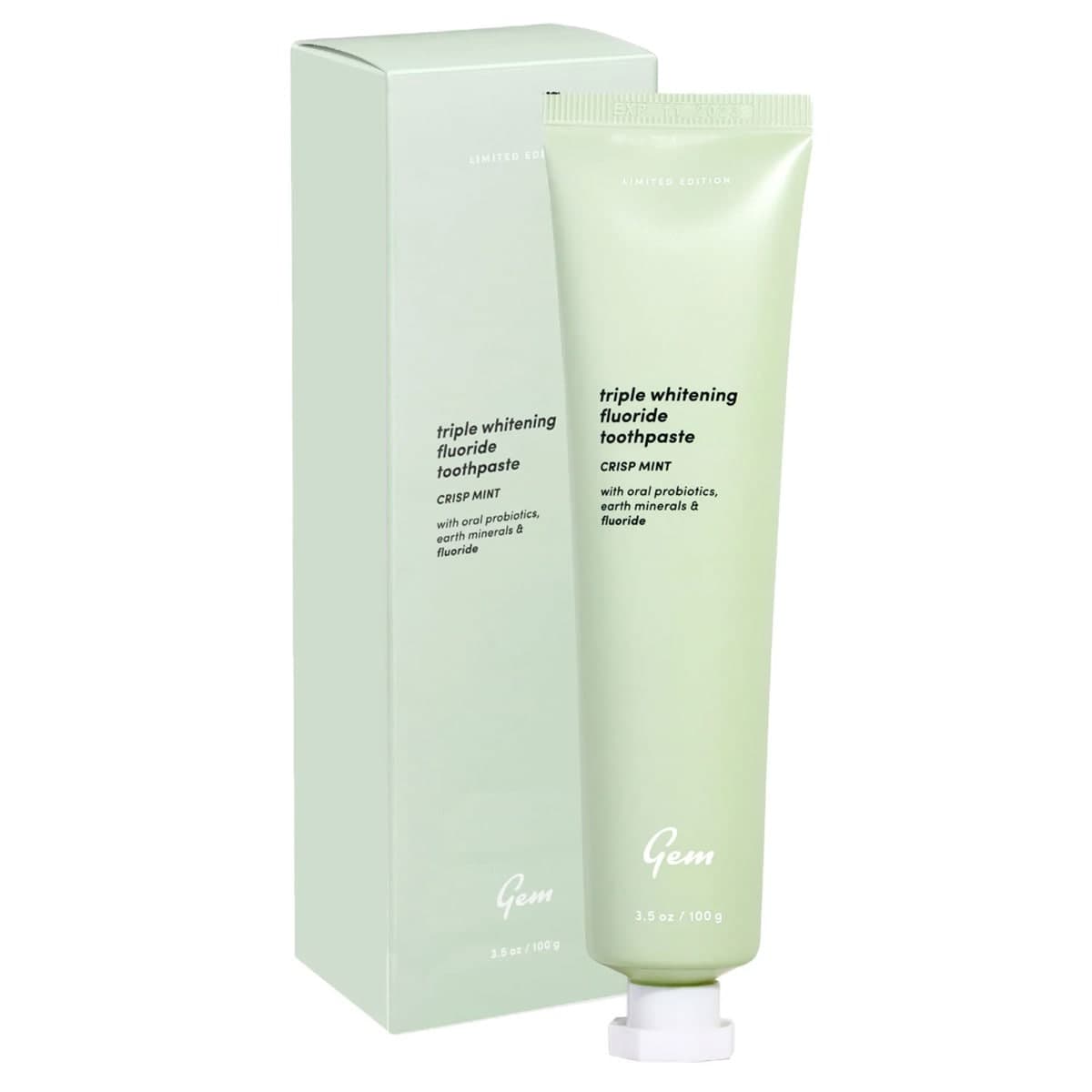 Gem Triple Whitening Fluoride Toothpaste Crisp Mint 100g