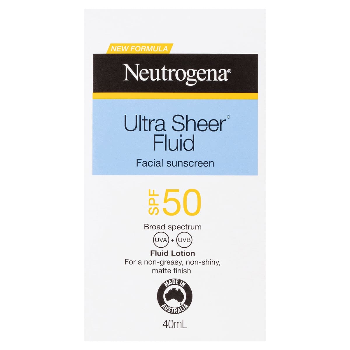 Neutrogena Ultra Sheer Face Fluid Sunscreen SPF50 40ml