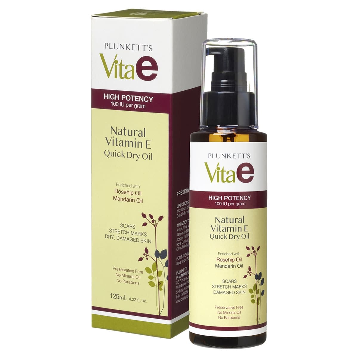 Plunketts VitaE Natural Vitamin E Quick Dry Oil 125ml