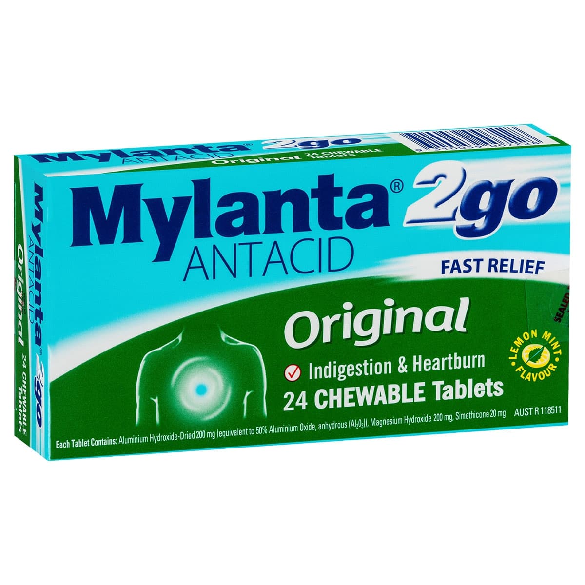 Mylanta 2Go Antacid Original Chewable Tablets 24 Pack