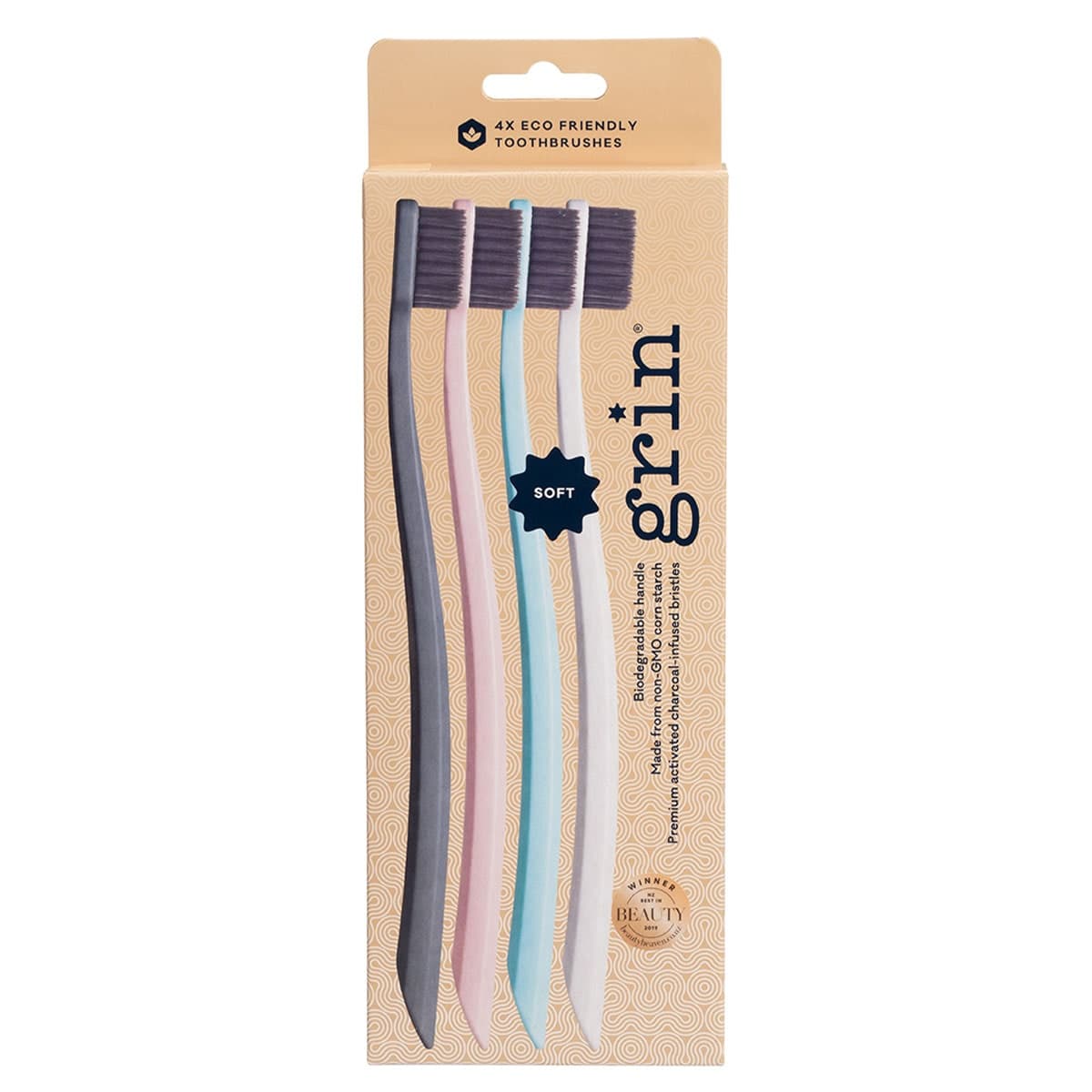 GRIN Biodegradable Toothbrush 4 Pack