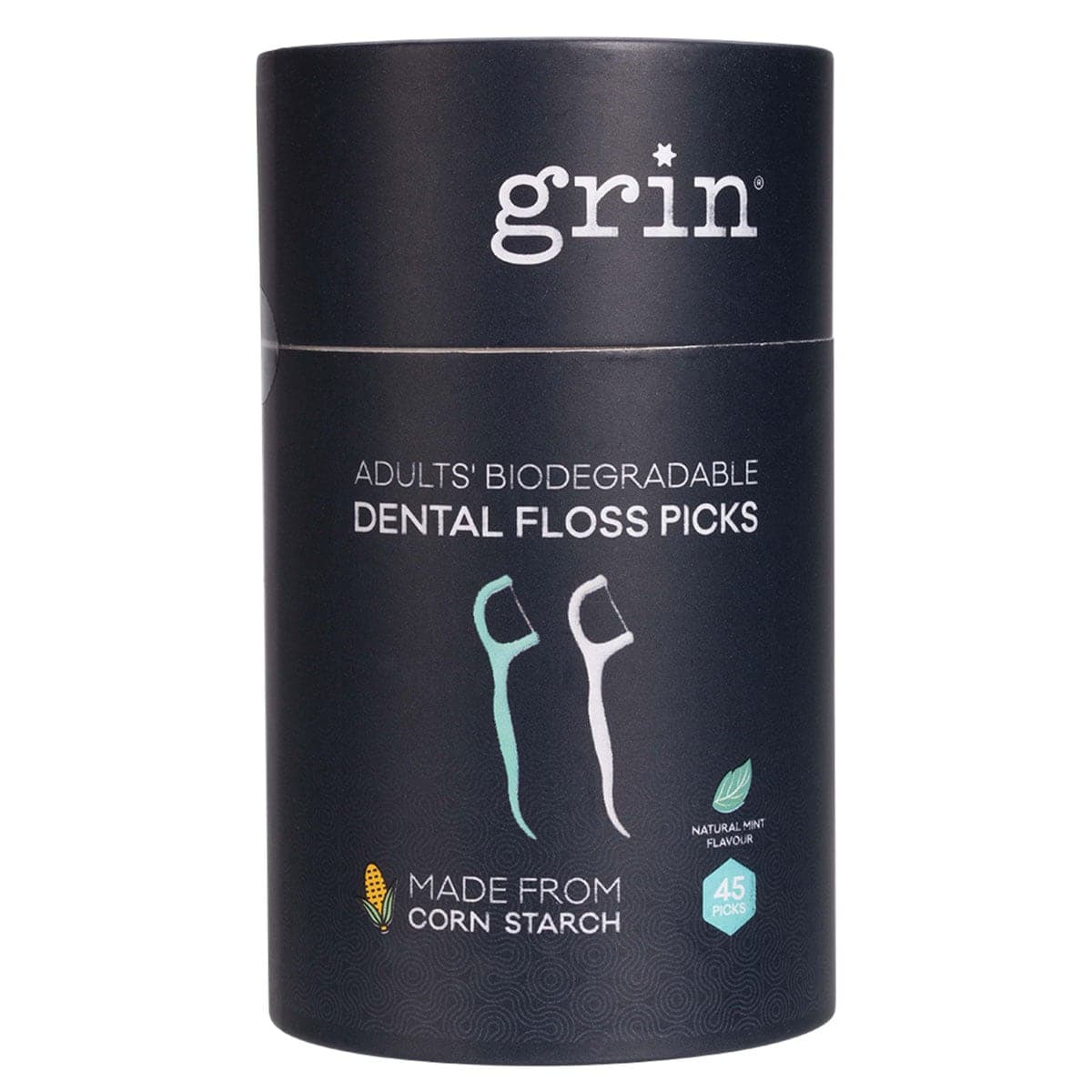 GRIN Biodegradable Adult Dental Floss Picks 45 Pack