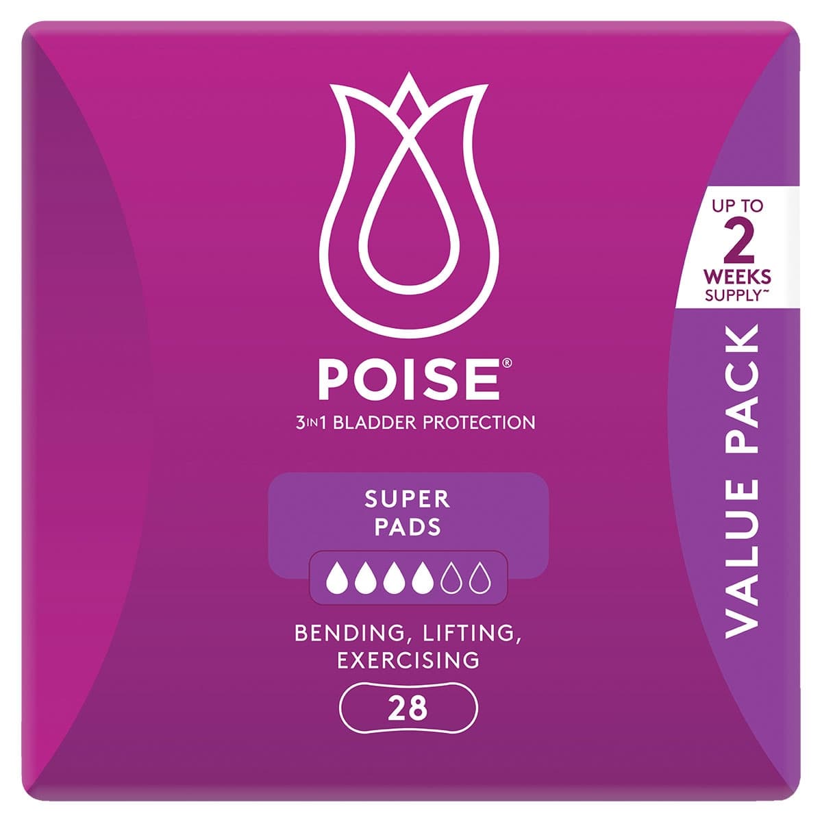 Poise Super Pads For Bladder Leaks 28 Pack
