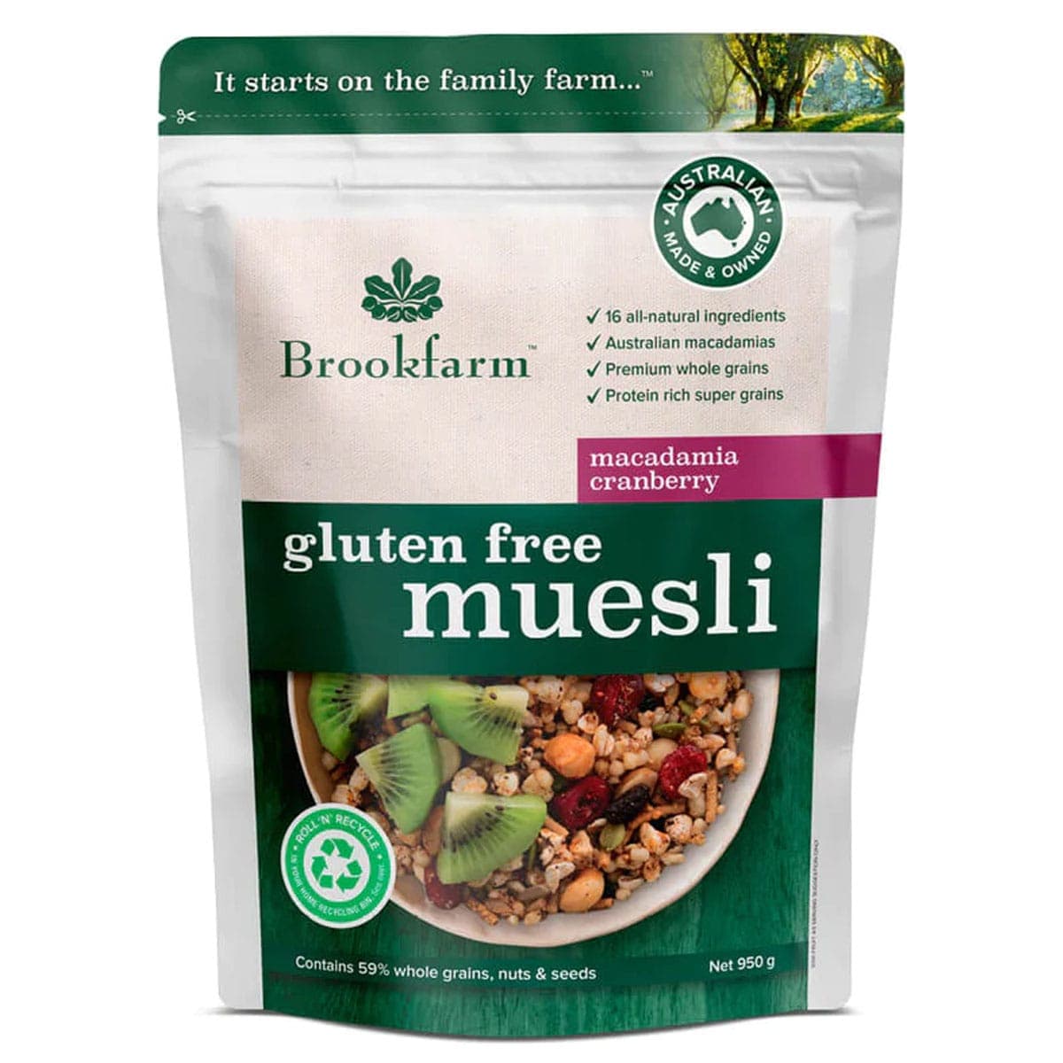 Brookfarm Gluten Free Muesli Macadamia Cranberry 950g